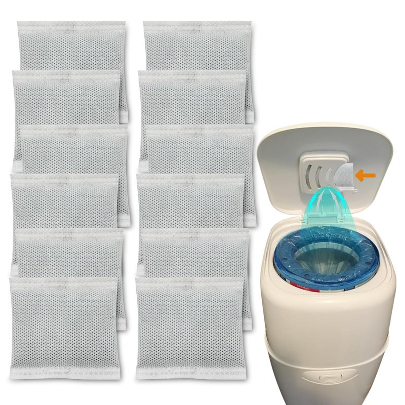 ShuRex 12 Pack Diaper Pail Carbon Filters for Playtex Diaper Genie Complete and Expressions Pail, Charcoal Odor Absorbing Bags for Diaper Genie Diaper Pails with Built-in Odor Controlling Compartment - Image 1